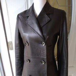 GENUINE Leather Double Breasted Jacket Blazer Coat